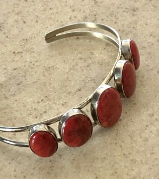 Jay King Dtr 925 Sterling Silver Red Coral Southwestern Cuff Bracelet