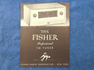 Nos 1957 58 Fisher Model Fm - 80 Professional Radio Tube Tuner Sales Brochure 57
