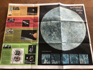 Ronald Mcdonald - Rand Mcnally Map Of The Moon Poster - Apollo - 1969 Vintage