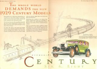 1929 Hupmobile 2pg Orig Vint Car Ad