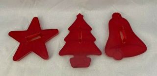 Vintage Loma Ft.  Worth Red Plastic Cookie Cutters Star Bell Christmas Tree 3