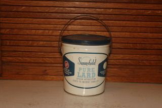Vintage Sunnyfield Pure Lard 4 - Pound Tin Can - Antique A&p Metal Container