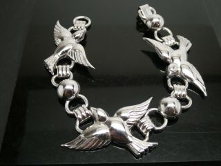 Old Crest Vintage Bird Swallow Sterling Silver 925 Linked Bracelet Size 7