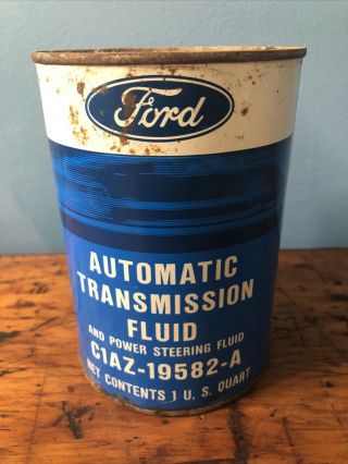 Vintage Ford Automatic Transmission Fluid Metal Can 1 Quart Full