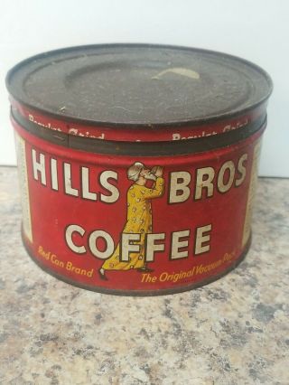 Vintage Hills Bros Brothers 1 Lb Coffee Can Tin With The Lid
