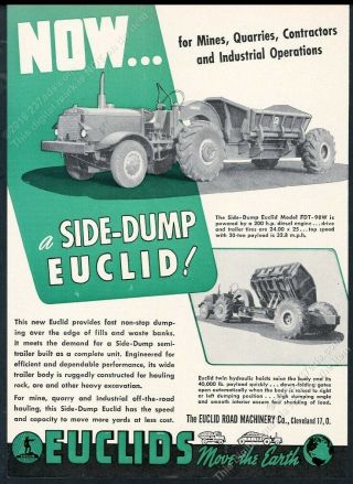 1949 Euclid Dump Truck Side - Dump Trailer 2 Photo Vintage Print Ad