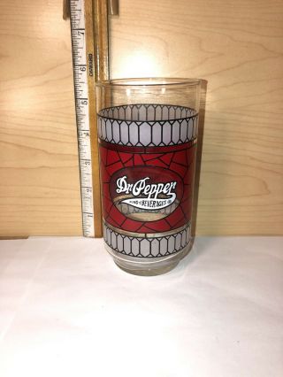 Vintage Dr Pepper King Of Beverages Stain Glass Style Advertising Glass Tumbler