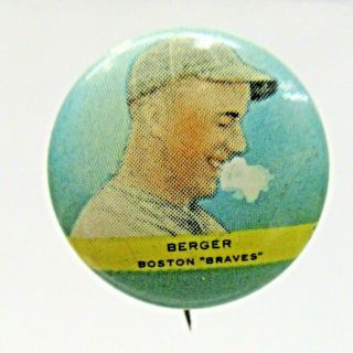 1932 Pr3 Orbit Gum Unnumbered Berger Boston Braves Baseball Pinback Button