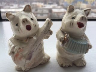 Vintage Musical Pigs With Instruments Salt And Pepper Shakers S&p