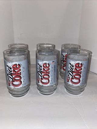 Vintage 1997 Diet Coke Glass Coca - Cola Collectible Set Of 6