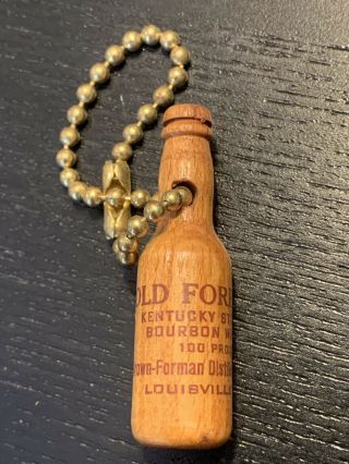Old Forester Kentucky Straight Bourbon Whiskey Old Vintage Wood Bottle Keychain