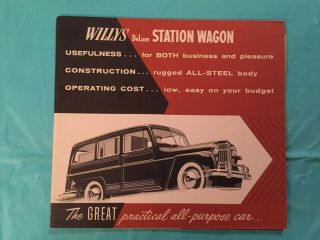 C.  1954 Willys " Deluxe Station Wagon " Car Dealer Showroom Sales Brochure
