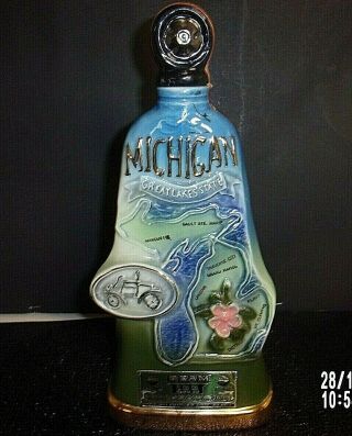 Vintage Jim Beam Collectible Decanter Michigan Great :lakes State Empty