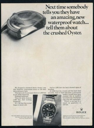 1969 Rolex Explorer Watch Photo Vintage Print Ad