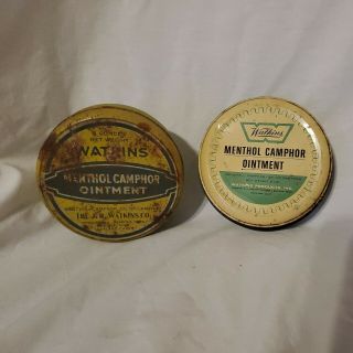 2 Vintage Watkins Menthol Camphor Ointment Tin