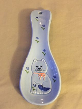 Vintage Otagiri Cat Spoon Rest Kitty Japan Blue