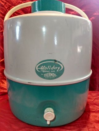 Vintage Thermos Turquoise Holiday Picnic Jug
