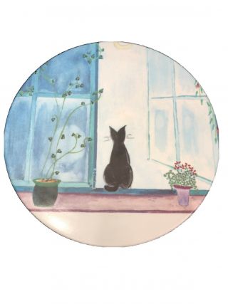 Mebel Made In Italy Black Cat Sitting In Window Melamine Tray Hot Plate Trivet