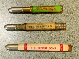 Vintage Old Farm Agriculture Bullet Pencils,  York Pa,  Millerstown Pa,  St Louis Mo