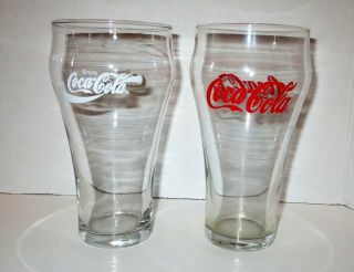 Vintage Coca Cola Enjoy Coke Clear Glasses White Or Red Lettering Libbey Glass