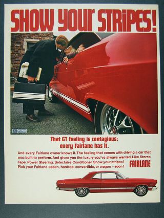 1967 Ford Fairlane 500 Hardtop Coupe Red Car Photo Vintage Print Ad
