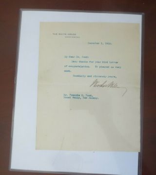 President Woodrow Wilson 2020 Historic Autographs Potus Letter Auto Beckett Loa