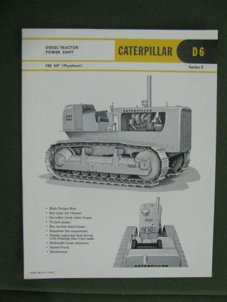 1963 Caterpillar D6 Series C Diesel Power Shift Tractor 2 Page Brochure