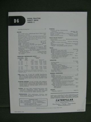 1963 Caterpillar D6 Series C Diesel Direct Drive Tractor 2 Page Brochure 2
