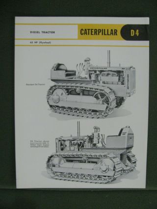 1958 Caterpillar D4 Diesel Tractor 2 Page Brochure