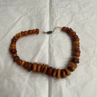 Vintage Antique Natural Honey Color Baltic Amber Beaded Necklace 15 " Long