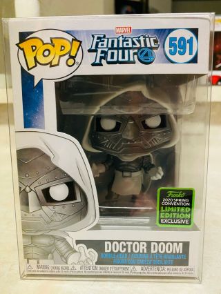 Funko Pop Doctor Doom 591 In Pop Protector Sdcc Exclusive Target Marvel