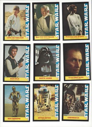 1977 Star Wars Wonder Bread Complete 16 Card Set Ex - Mt Near