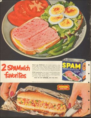 1955 Vintage Ad For Spam `retro Food Hormel Photo Eggs Tomato Peppers