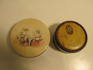 2 Vintage Tins 6 ½” And 5”candy Powder