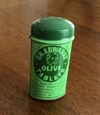 Vintage Dr.  Edwards Olive Tablets Tin “a Pleasant Laxative”