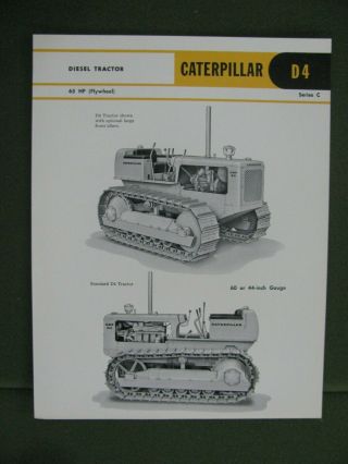 1960 Caterpillar D4 Series C Diesel Tractor 2 Page Brochure