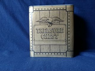 Vintage Treasure Chest Tin Featuring Eagle And Shield Design