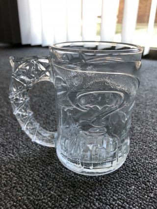 Mcdonalds Batman Forever Clear Glass Mug 1995 Etched