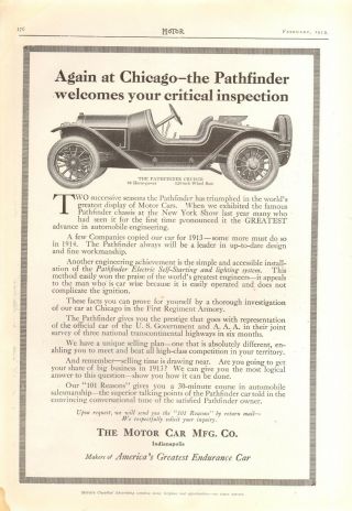 1913 Pathfinder Cruiser/ Glide 2 Sided Orig Vint Car Ad