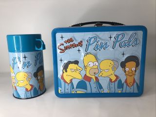 2001 The Simpsons Pin Pals Metal Lunchbox With Thermo And Description