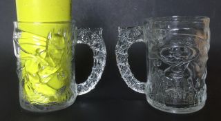1995 Mcdonald’s Batman Forever Glass Mugs Cups Clear Gotham City Usa