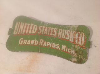 Old Metal Advertising Sign: United States Rusk Co. ,  Grand Rapids,  Mich.