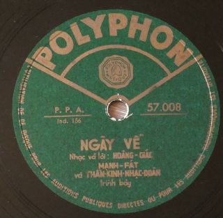 Manh Fát Minh Diệu Ngày Về Thu Qua 10 " 78 Rpm Indochine Viet - Nam Vietnam 78t
