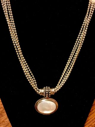 Sterling Silver Mother Of Pearl Pendant Plus Black Onyx Pendant - 2 Necklaces