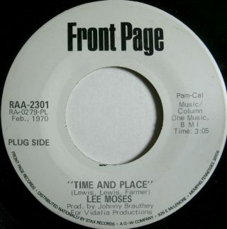 Lee Moses Time And Place 45 Front Page Wlp Northern Soul