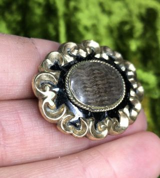 Vintage Jewellery Victorian Pinchbeck And Enamel Mourning Brooch
