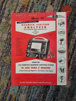Merc - O - Tronic Model 98 Magneto Ignition Analyzer Brochure Circa 1960