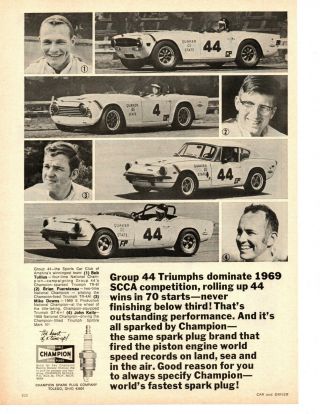 1969 Triumph Gt - 6,  / Tr4a / Tr6 - - Group 44 Racing Quaker State Ad