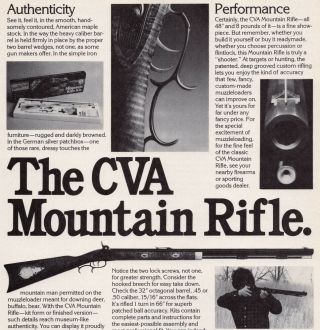 1978 Cva Mountain Rifle Print Advertisement - Muzzleloader Black Powder