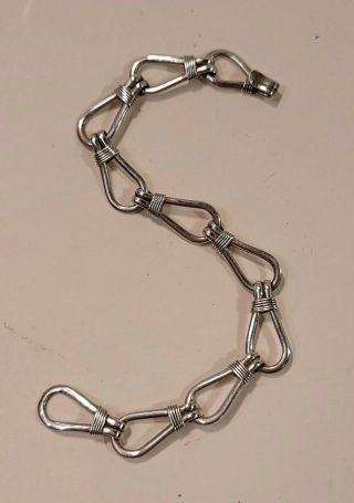 Taxco Sterling Silver Vintage Artisan Signed Hand Crafted Link Bracelet (151)